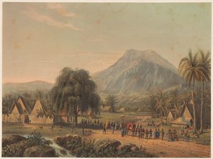 Bryllupsoptog ved foden af ​​Mount Salak i Java Bryllupsoptog i Salak-dalen (titel på objektet) af Johan Conrad Greive