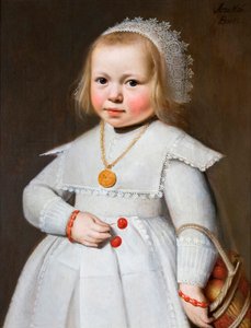 "Portræt af en to-årig pige" (Portræt af en to-årig pige) Maleri af Jan Cornelisz van Loenen (1580/1600 -ca. 1636) - 1636 - Olie på træ Dimp 56x45 cm Hallwylska Museet, Stockholm af Johan Cornelisz van Loenen