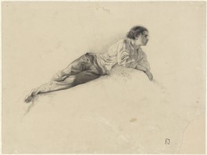 Studie af en tilbagelænet ung mand af Johan Daniël Koelman