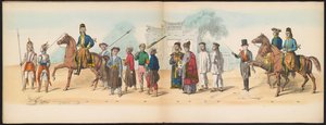 Masquerade of the Delft Students, 1857 (plade 8) Udklædt procession afholdt af medlemmerne af Delfts studenterkorps den 5. maj 1857, forestillende Garebeg procession af sultanen af ​​Djokjokarta og de mest karakteristiske typer fra Holland.