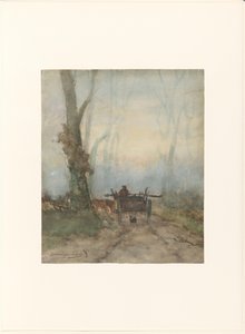 Bondevogn på skovvej af Johan Hendrik Weissenbruch (signed by artist)
