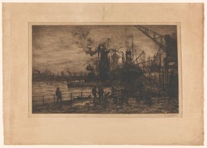 Udsigt over havnen i Rotterdam af Johan Hendrik van Mastenbroek (signed by artist)