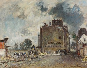 Nedrivningsarbejde i Rue des Franc-Bourgeois St. Marcel af Johan Jongkind