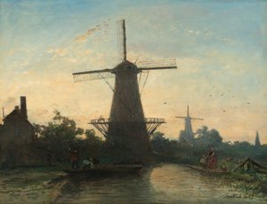 Møller i nærheden af Rotterdam af Johan Jongkind