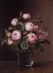 Roser i en glasvase, 1842