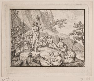 Vignet. Bacchus og muserne