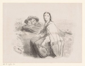 Liggende mand og kvinde med tamburin af Johan Michaël Schmidt Crans (attributed to)