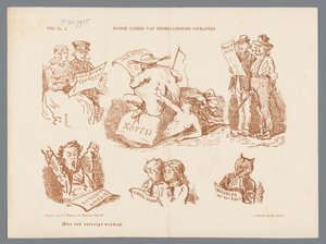 Tegneserie af de forskellige typer avislæsere, 1870 Nogle læsere af hollandske aviser (titel på objekt)