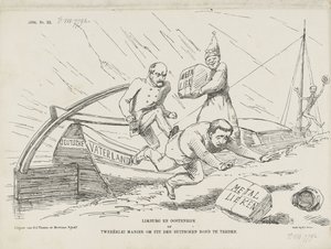 Tegnefilm om Bismarck og det tyske forbund, 1866 Limburg og Østrig eller to måder at forlade det tyske forbund (titel på objekt)
