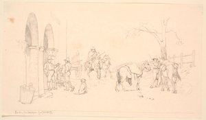 Campagnoler udenfor et osteri af Johan Thomas Lundbye