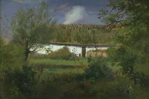 Gårdbygning i solen af Johan Thomas Lundbye