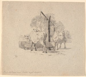 Hønen og koen. Illustration til Kaalunds "Fabler for Børn". Se kommentar fra arkkatalog. af Johan Thomas Lundbye