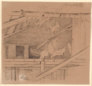 Høns på et loft af Johan Thomas Lundbye