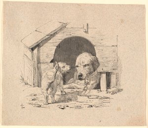 Hundehvalpen. Illustration til Kaalunds "Fabler for Børn". Se kommentar fra arkkatalog. af Johan Thomas Lundbye