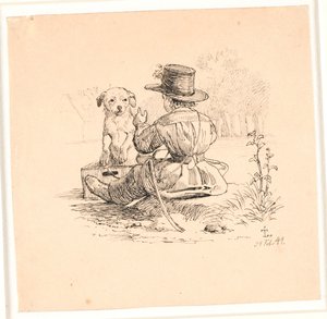 Køreturen. Illustration til Kaalunds "Fabler for Børn". Se kommentar fra arkkatalog. af Johan Thomas Lundbye