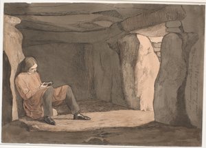 Lorents Frölich sidder i en passagergrav af Johan Thomas Lundbye