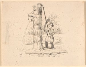 Posten. Illustration til Kaalunds "Fabler for Børn". Se kommentar fra arkkatalog. af Johan Thomas Lundbye