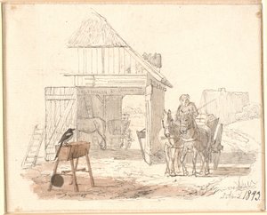 Skaden. Illustration til Kaalunds "Fabler for Børn". Se kommentar fra arkkatalog. af Johan Thomas Lundbye