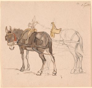 To forspændte mulæsler af Johan Thomas Lundbye