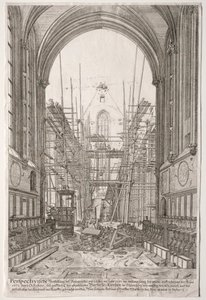 LArt Ancien Zurich: Udsigt i franciskanernes kirke, Barfüsser-Kirke, 1681. af Johan Ulrich Krauss