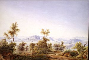 Udsigt over Athen med Parthenon i det fjerne af Johan Wolfensberger