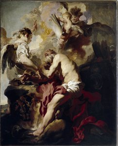 The Vision of Saint Hieronymus (olie på lærred af Johann (attr. to) Liss