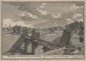 Udsigt over Wöhrder Türlein i Nürnberg fra vest af Johann Adam Delsenbach