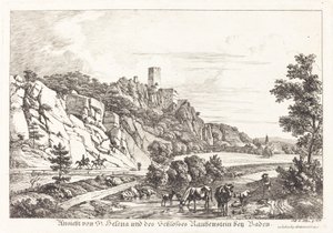 Udsigt over St. Helena og Rauhenstein Slot nær Baden