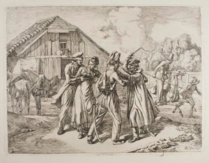 Kosakker trænger ind på en gård af Johann Adam Klein