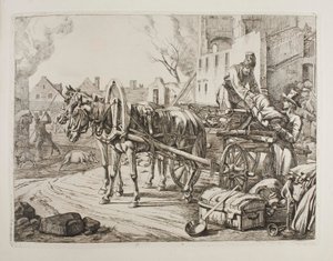Kosakker, der plyndrer i en by af Johann Adam Klein