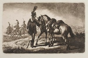 Husar med heste af Johann Adam Klein