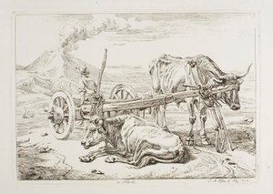 I Napoli (okser og en kærre i Napoli) af Johann Adam Klein
