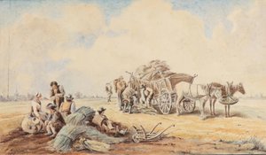 Johann Adam Klein Hestevogn og hvilende markarbejdere af Johann Adam Klein