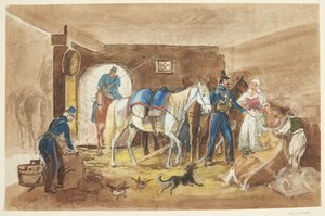 Kavalerister i en stald af Johann Adam Klein