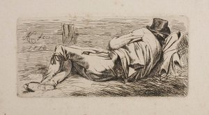 Sovende mand på en båre af Johann Adam Klein