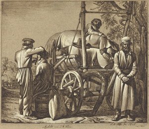 Russiske soldater med en barber af Johann Adam Klein