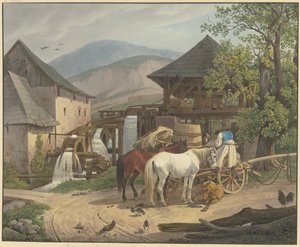 Skære- og møllekværn i Stickelbergdalen nær Wiener Neustadt ved den ungarske grænse af Johann Adam Klein