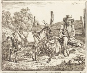 Hyrdedreng med to geder af Johann Adam Klein