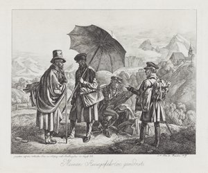 The Artists on their Journey, pub. 1819 af Johann Adam Klein