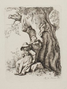 Til nytår 1820. En bondekone med et barn af Johann Adam Klein
