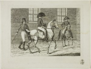 Rideskole og heste af Johann Adolph Darnstedt