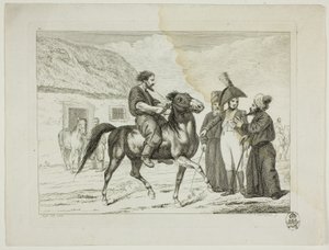 Rideskole og heste af Johann Adolph Darnstedt