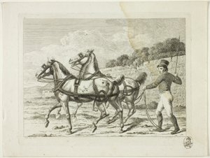 Rideskole og heste af Johann Adolph Darnstedt
