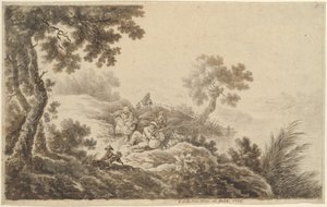 Landskab med rejsende af Johann Albrecht Dietzsch