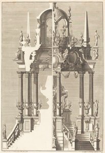 Katafalke af Johann Andreas Pfeffel I after Giuseppe Galli Bibiena