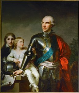 Le Comte Stanislas Felix Potocki og hans to sønner Felix-Georg og Stanislas ...