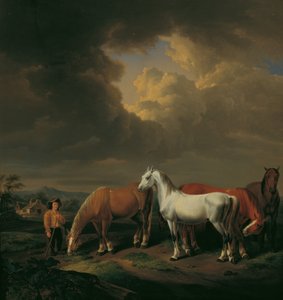 Fem bondeheste af Johann Baptist Michael Dallinger von Dalling