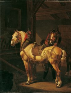 To trækheste i stalden af Johann Baptist Michael Dallinger von Dalling