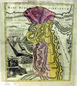 Moderne Egypten, kort over Egypten, ca. 1720 af Johann Baptista Homann
