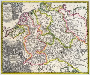Hydrografisk kort over Tyskland, omkring 1720 (gravering)